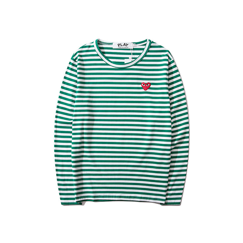 Cross-Border fashion brand new Japanese CJB play striped classic embroidery male and female couples all-match long sleeve top