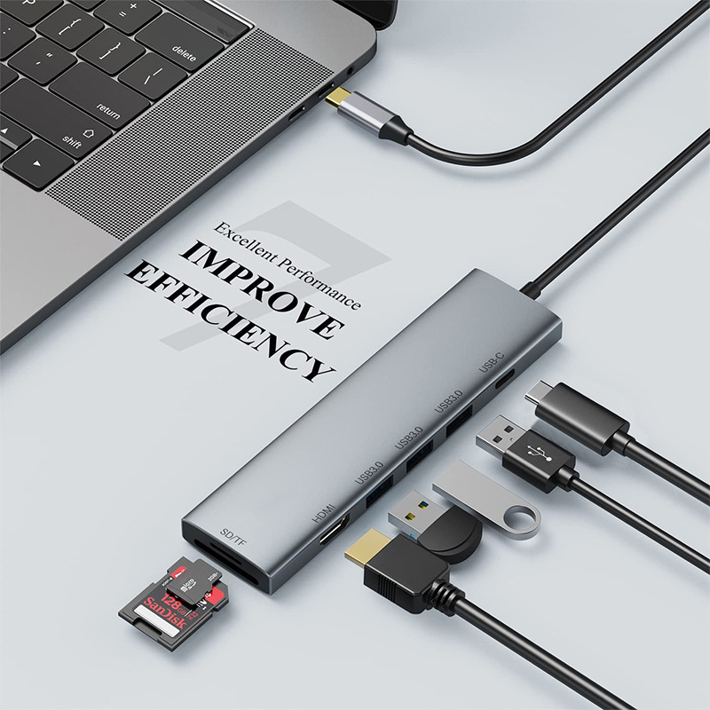 type-c multi-function docking station 7-in -1 hub docking station typec to hdmi usb3.0 extender