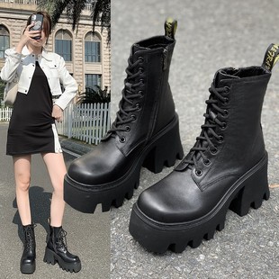 High heel Martin boots popular autumn and winter New platform casual boots platform short lace-up fashion boots