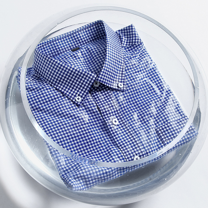Men's Long-sleeved Shirt Cotton Oxford Button Collar Xinjiang Long-staple Cotton Striped Plaid Casual All-match Men's Shirt