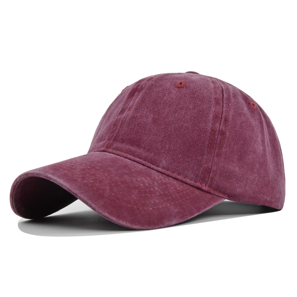 High Quality Solid Color Washed Baseball Caps for Adults and Children Distressed Cap 6 Line Curved Eave Cap Sunshade Cap Light Board Cap
