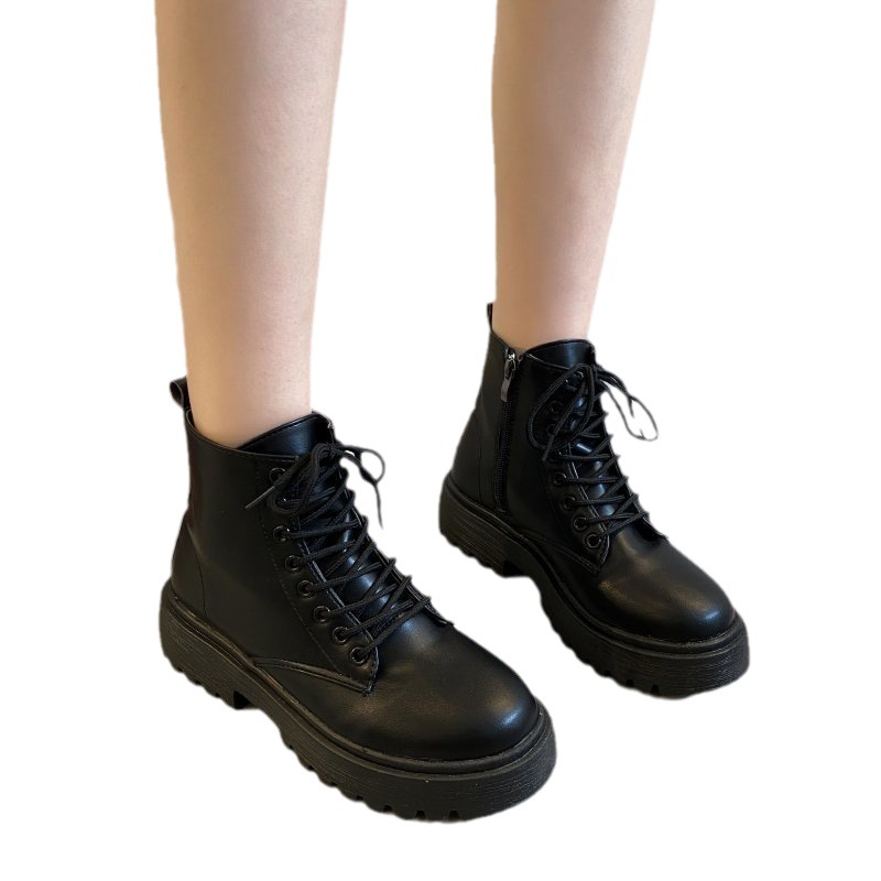 Thin Thin shoes Net red ins fashionable Martin boots for women Spring and Autumn new all-match Black single boots thin British style short boots