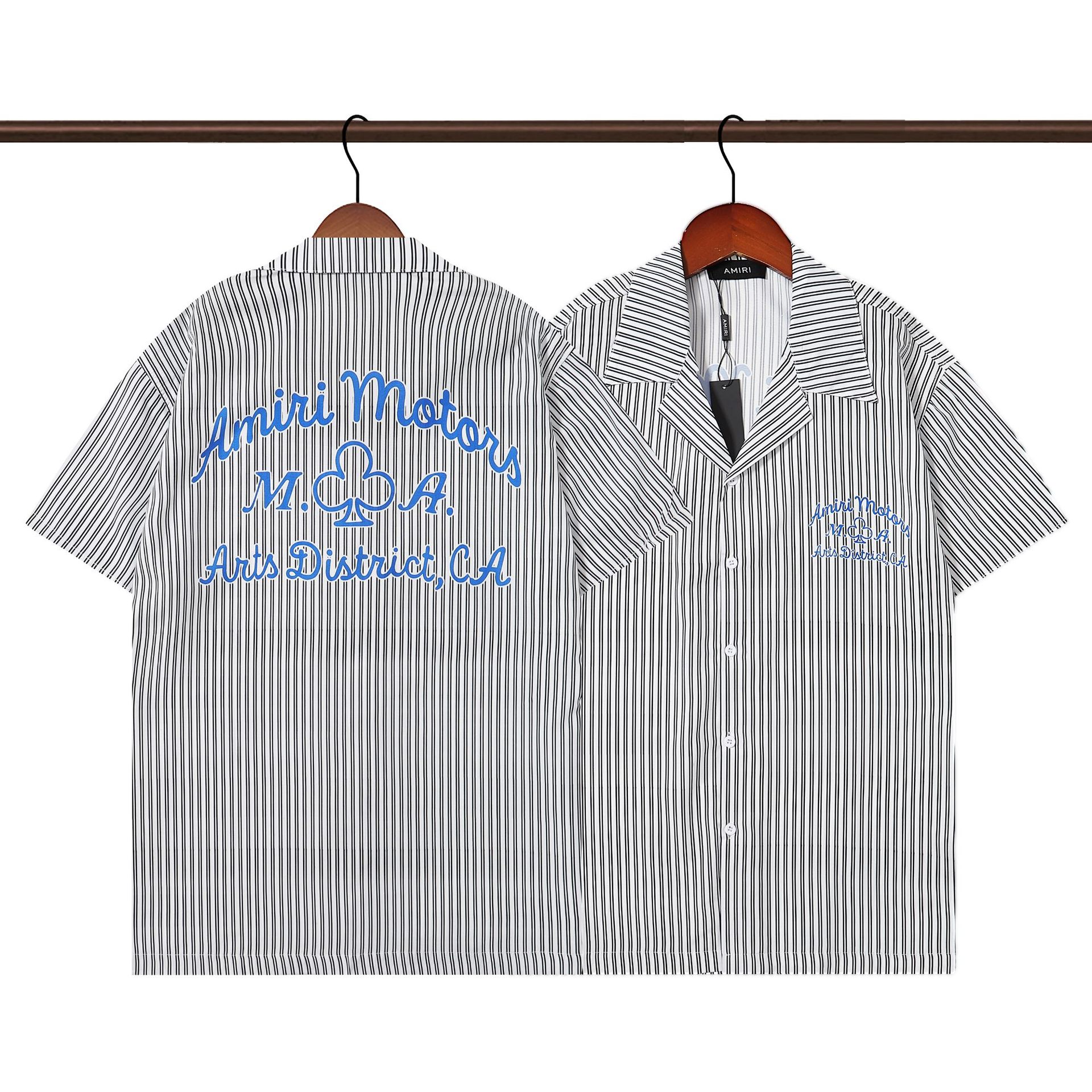 A variety of men's short-sleeved shirt fashion brand summer beach shirt Amiri printed letters men's lapel shirt