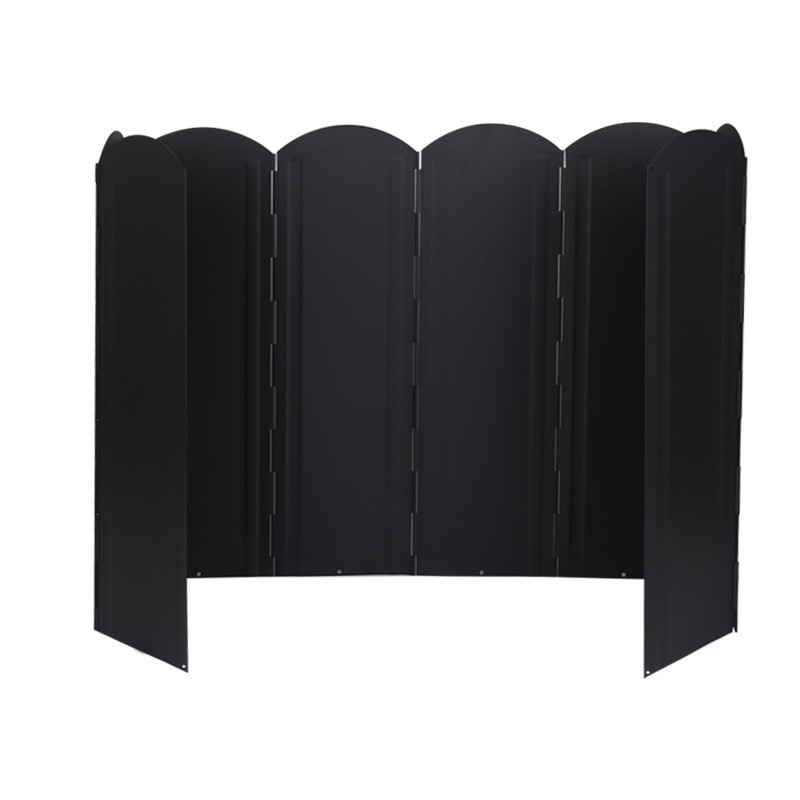 Outdoor Black Large Windshield Camping BBQ Bonfire Stove Foldable Cookware Galvanized Sheet Heat Gathering Windshield