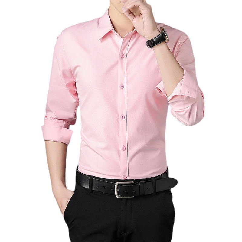 Autumn and winter warm solid color shirt men's long-sleeved business formal wear fleece-lined slim fit plus size all-matching workwear white shirt