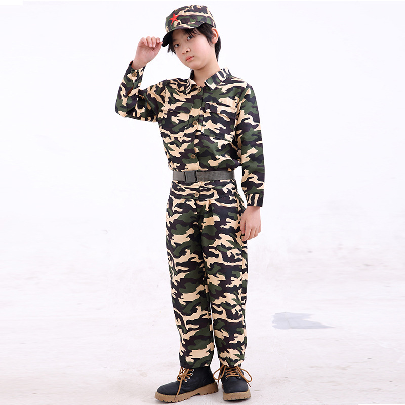 Children's camouflage clothing long short sleeve suit primary and secondary school kindergarten boys Girls Scout training summer camp performance clothing