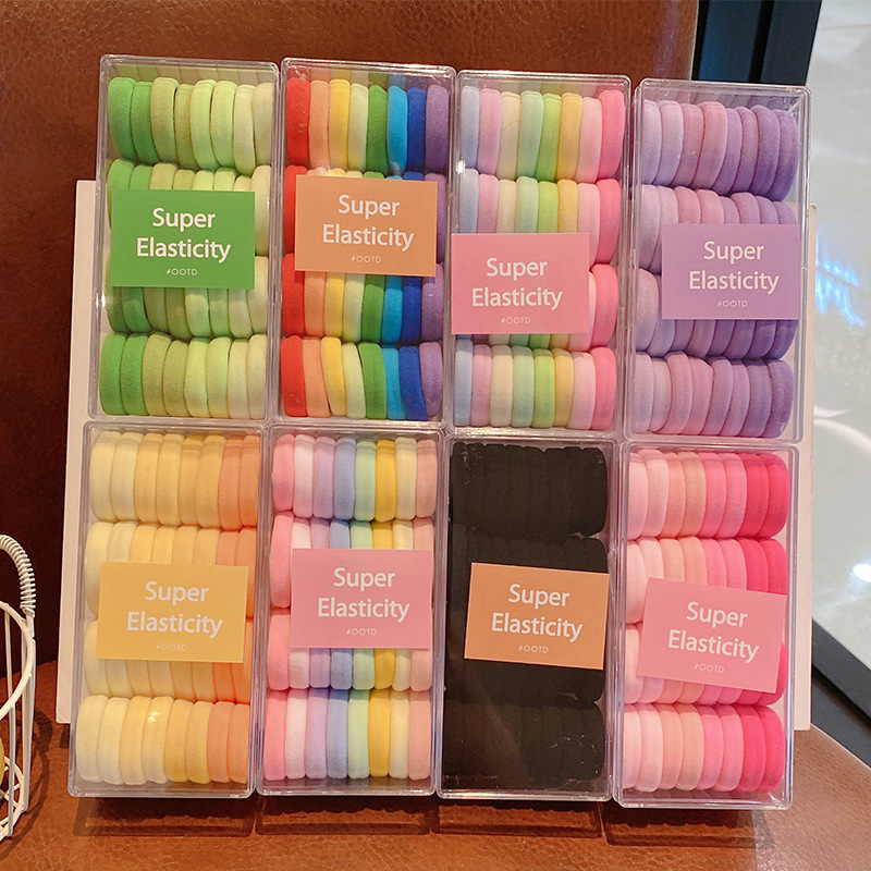 Hair band wholesale boxed girls high ponytail headband rubber band versatile new color hair band hair rope