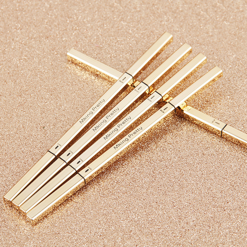 MK Small Gold Strip Double Head Eyebrow Pen Thin Triangle Head Very Fine Waterproof Sweat Persistent No Decolorization No Smoby Natural Fog Eyebrow