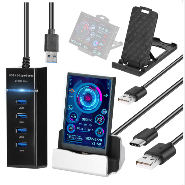 3.5-inch computer small sub-screen IPS full View USB-C chassis sub-screen computer temperature monitoring free AIDA64