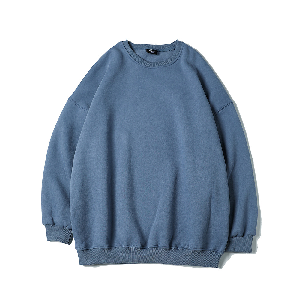 Japanese style 2021 autumn men's solid color round neck loose pullover sweater youth fashion casual sports jacket wholesale