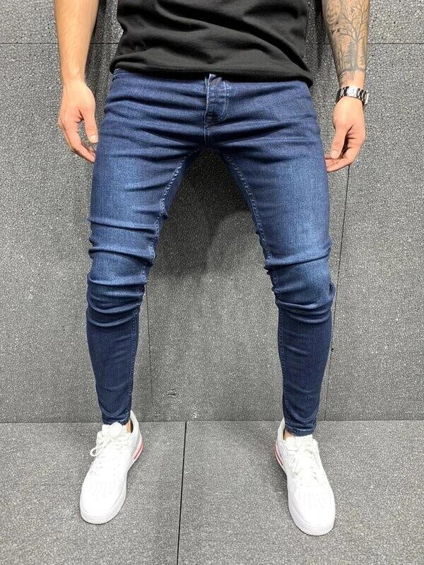 High quality European and American men's elastic tight skinny jeans foreign trade independent station Jindian four-color explosions