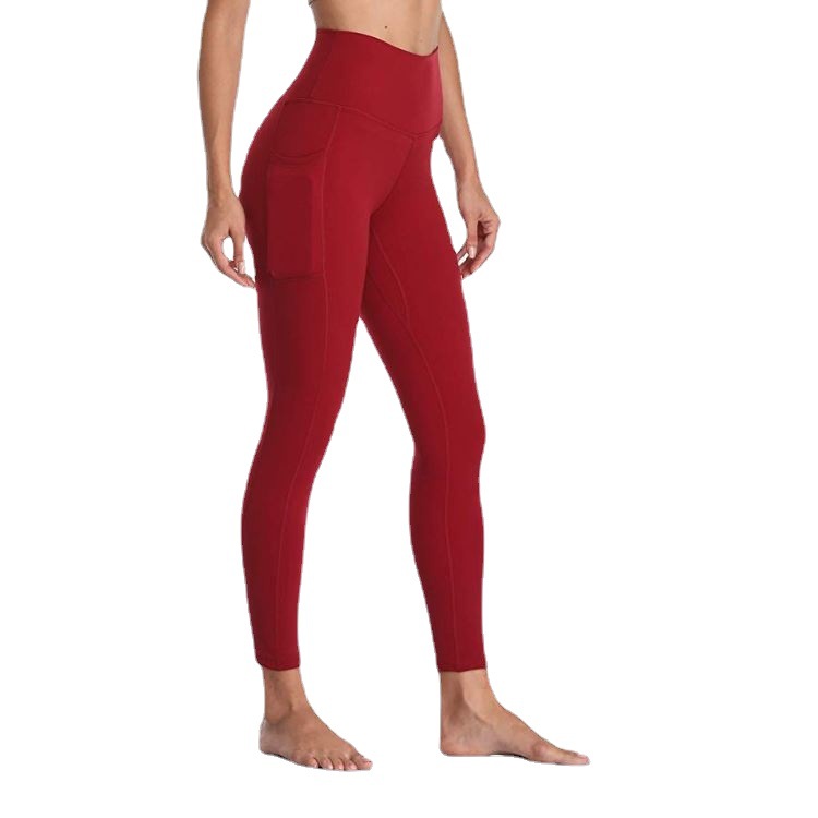 High Waist Belly Pocket Tight Hip High Stretch Belly Peach Women's Leggings Printed Stretch T2020-1