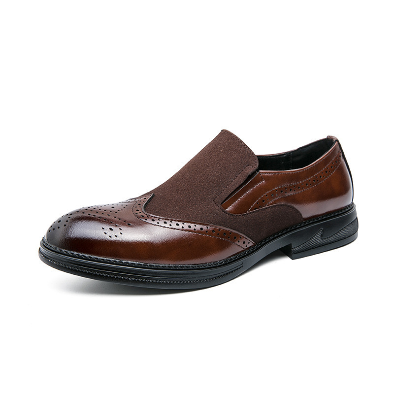 Cross-border Large Size Leather Shoes Loafers 2023 Spring New Men's Brock Carved Business Leather Shoes Youth Trendy Shoes