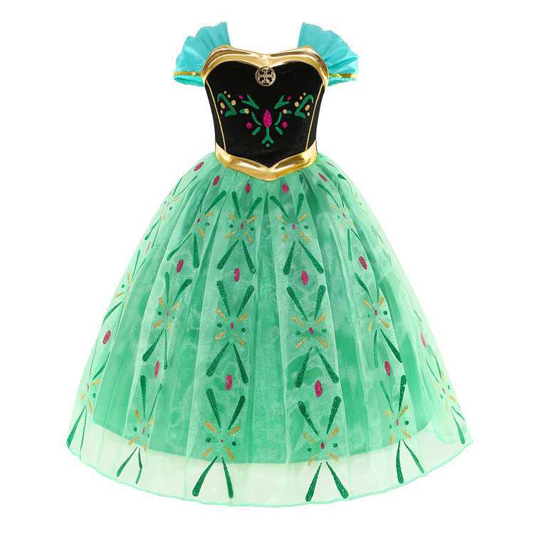 Frozen Princess Dress 2021 Girl's Lace Mesh Halter Pattern Small Safflower Double Skirt Dress