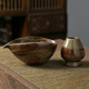 Stoneware wave pattern matcha bowl thin mouth + tea stand