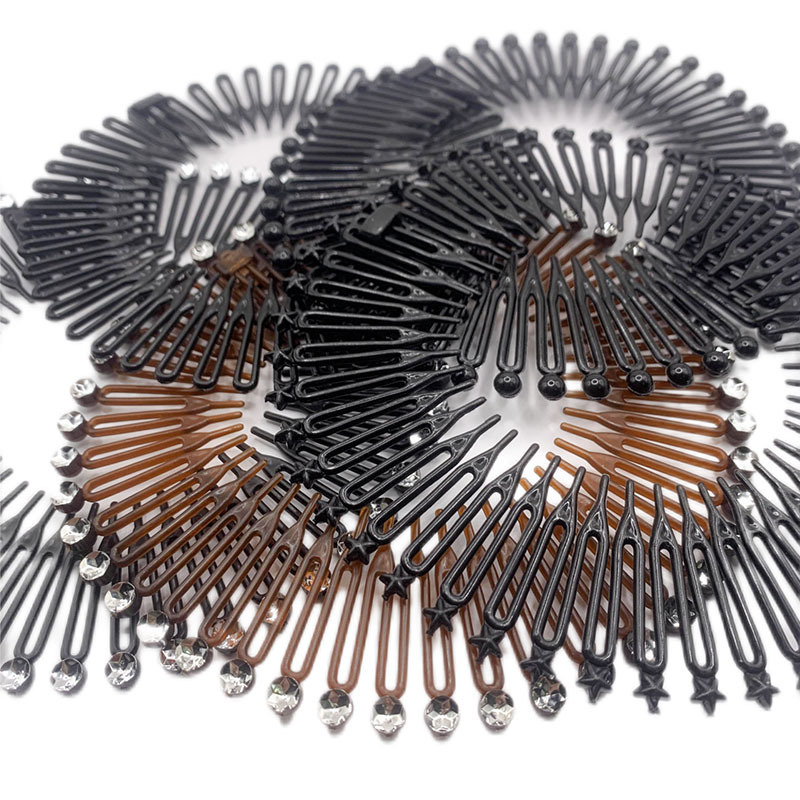Factory wholesale fashion rice powder comb stretchable spring comb wig comb insert comb broken hair finishing hair curler clip