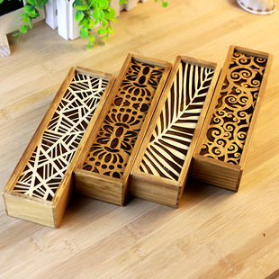 D-34 Korea Creative Student Cute Multifunctional Wooden Pencil Box Vintage Lace Hollow-out Stationery Box 4