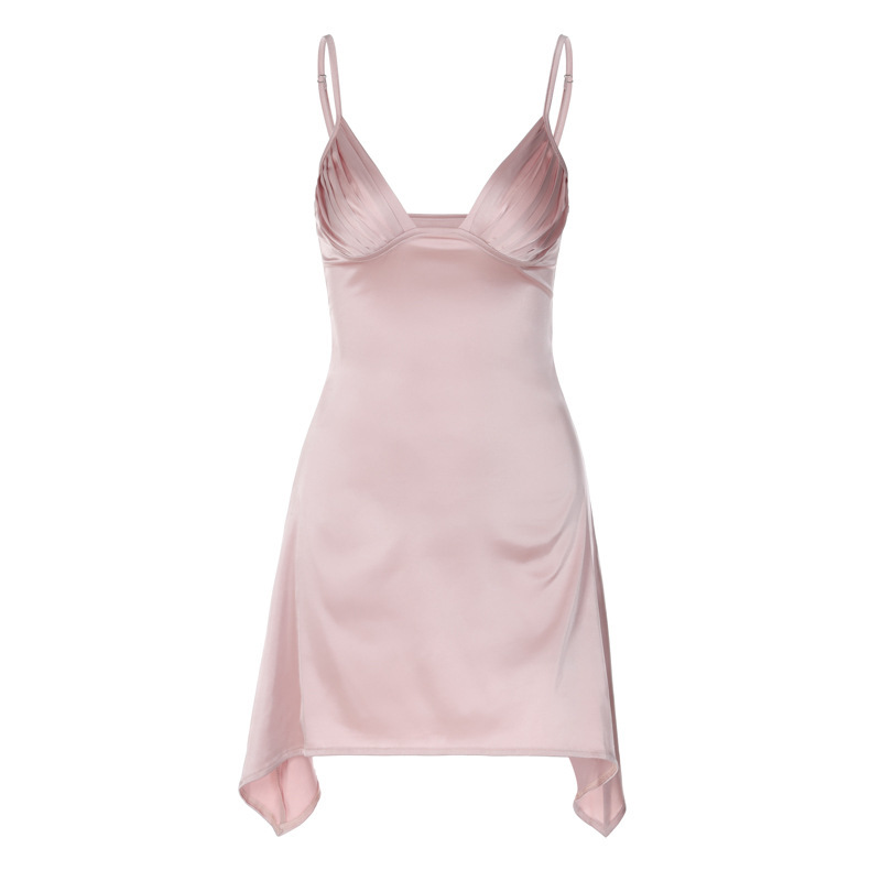 European and American style women's clothing 2023 spring new fashion sexy V-neck backless tube top strap dress foreign trade Wholesale