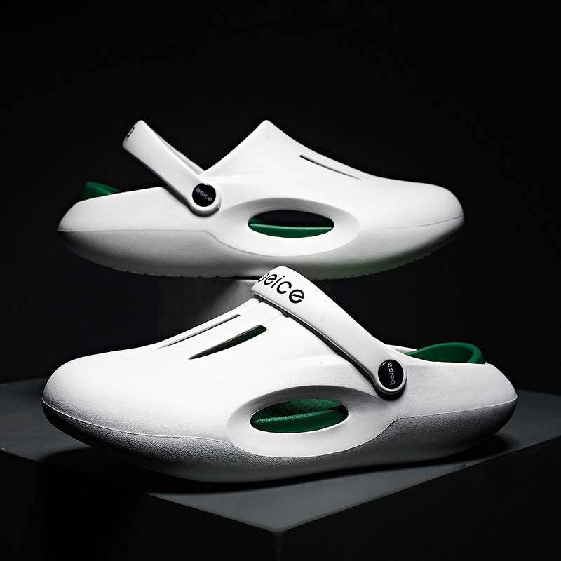 Couple's online celebrity live broadcast coconut hole shoes soft bottom height increasing beach shoes outdoor wear non-slip sandals men's summer