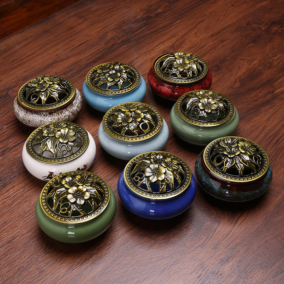 Ceramic household sandalwood burner three-legged tower incense coil incense line incense holder kiln change white porcelain incense burner multi-style spot wholesale