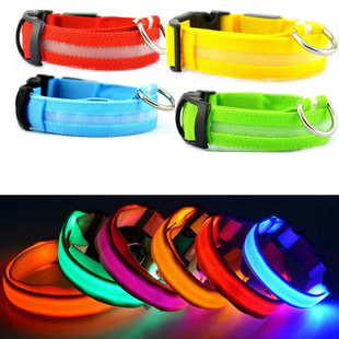 Pet luminous collar night anti-lost dog collar luminous dog collar LED flashing collar wire mesh collar