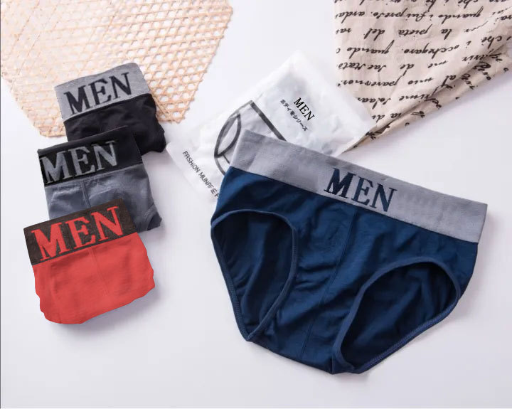 men's underwear color contrast waist trend seamless letters comfortable breathable Sports men's briefs foreign trade manufacturers