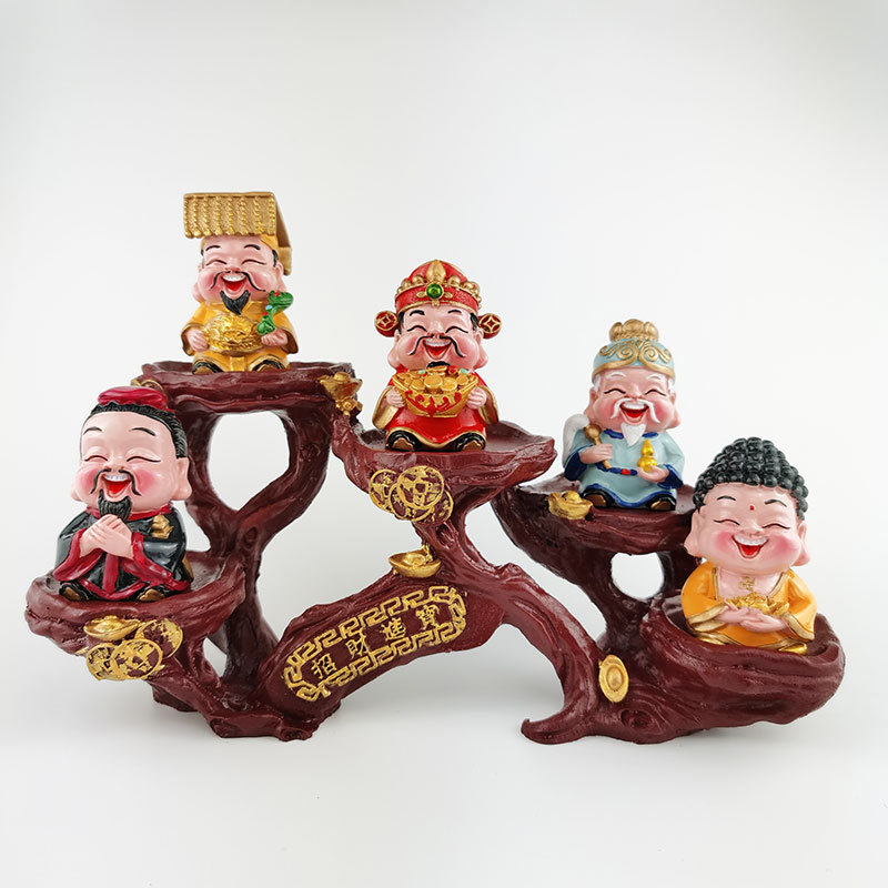 Cartoon God of Wealth Five-Way God of Wealth Decoration Home Decoration Chinese-Style Business Gift Five-Sage King Decoration God of Wealth Decoration