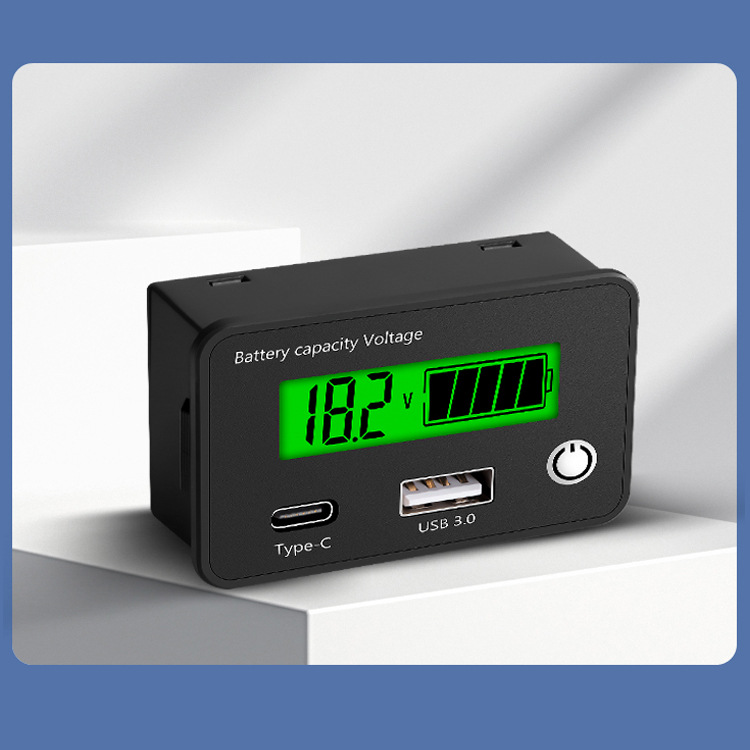 USB fast charge Type-C meter dc8-30V DC battery meter display lead-acid battery lithium