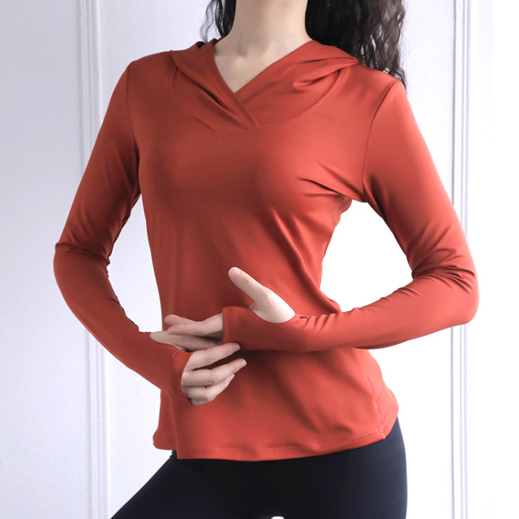 Peach Heart Hoodie Sports Top Women's Slim-fit Fitness Wear Slim-fit Running Sweater Breathable Long-sleeved Internet Celebrity Yoga Wear for Women