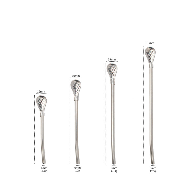 Cross-border Amazon car cup straw spoon stainless steel filter straw spoon dual-purpose mixed wine juice scented tea stirring