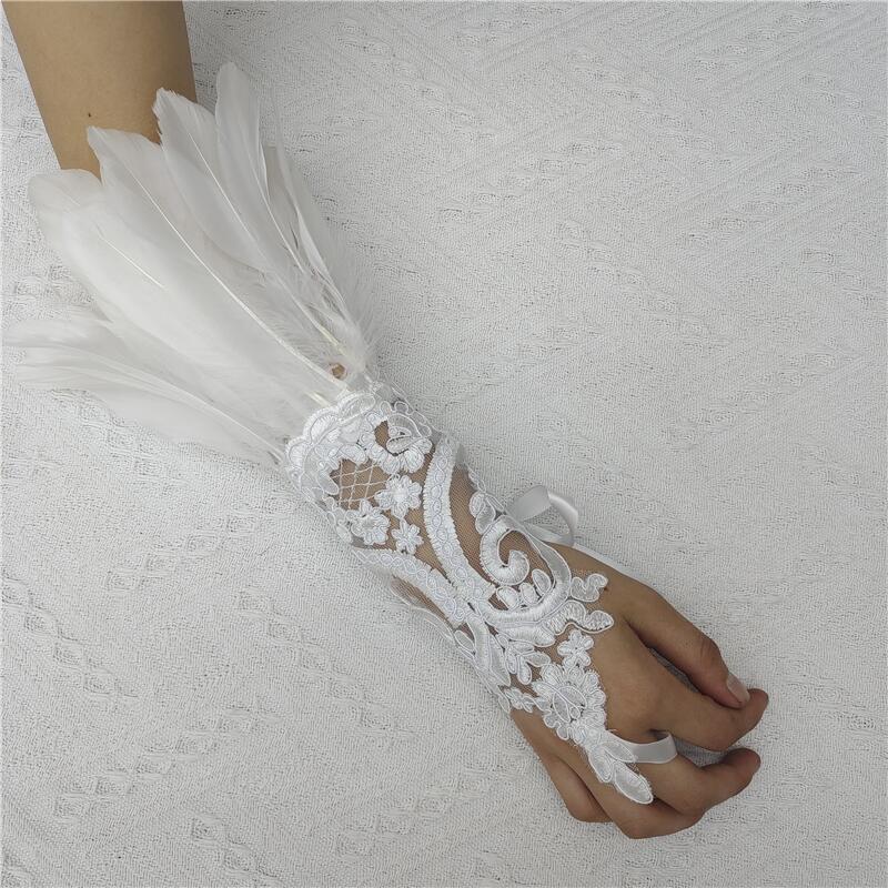 Amazon Halloween Feather Hook Finger Gloves Party Prom Black Lace Accessories Footlink Footlink Cross Border