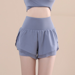 Quick-Drying Anti-Running Sports Shorts Women's Summer Loose Running Fitness Fake Two-Piece Casual High Waist Slimming Yoga Pants
