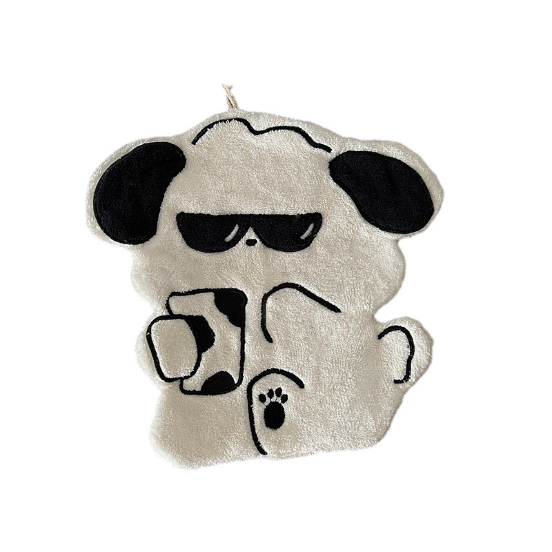Cartoon cute puppy hand towel hanging non-lint super absorbent kitchen children's square towel hand towel