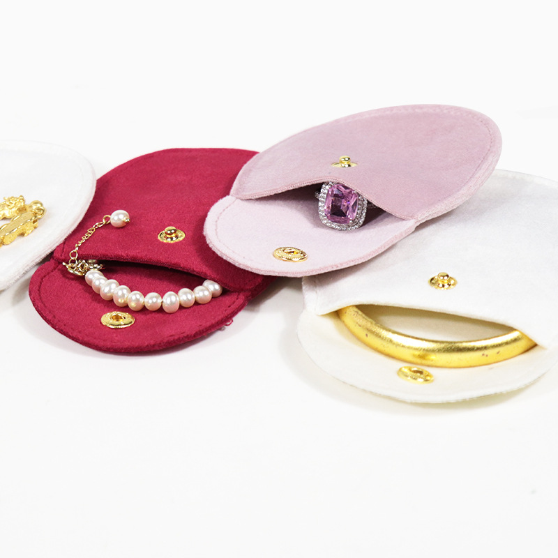 Velvet Pocket Snap Bag Ring Earrings Necklace Storage Bag Double-sided Velvet Jewelry Packaging Bag Jewelry Bag