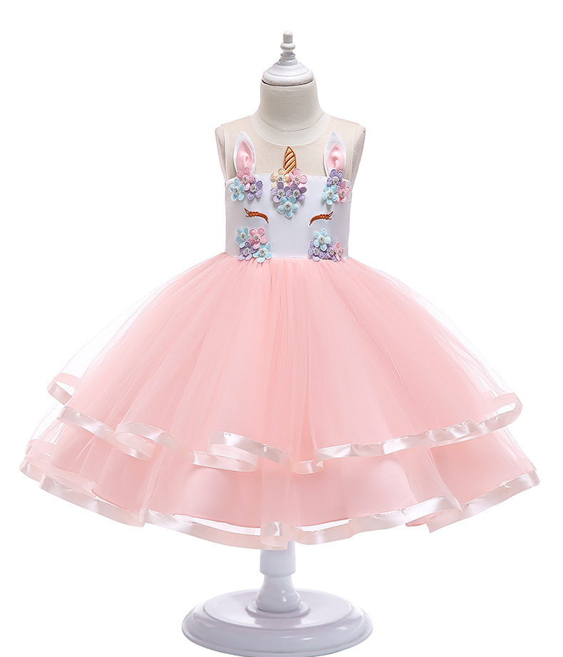 European and American Girls Halloween Princess Dress Lace Pontoon Dress Dress Children's Skirt Children's Wear Double-Layer Fairy Dress