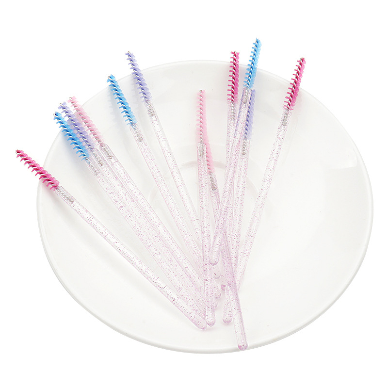 Wholesale disposable eyelash brush crystal rod grafting eyelash small eyebrow brush convenient color solid rod eyelash comb