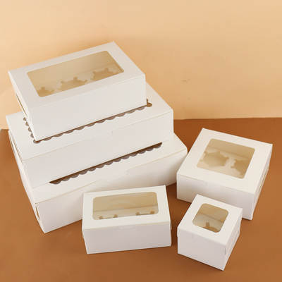 Kraft Paper White Card 1/2/4/6/8/12 Cupcake Box Window Maffen Box Packing Box Delivery Inner Support