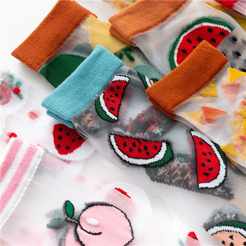 Spring and Summer New Women's Socks Japanese Fruit Cass Ultra-thin Socks Breathable Medium-high Stockings Lolita Glass Stockings