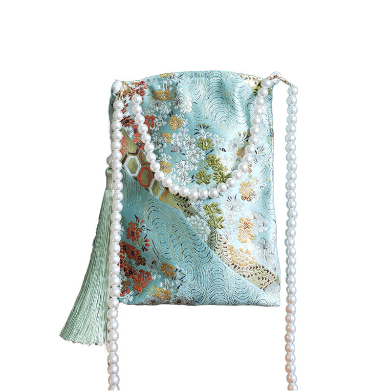 New Chinese Style Tassel Bag Vertical Square Palace Style Pearl Crossbody Bag Ancient Style Hanfu Bag with Cheongsam