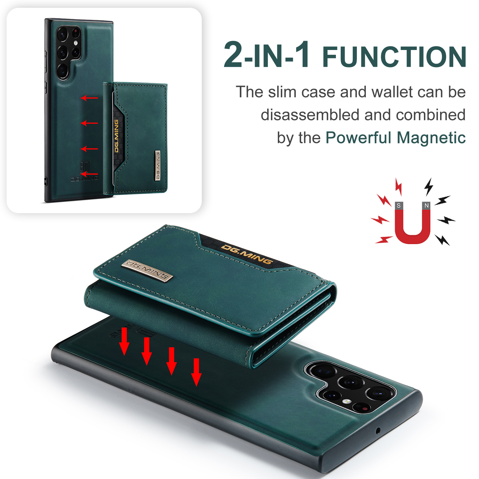 M2 for Samsung S23 Ultra Triple Magnetic Card Case S22 Ultra Retro Wallet Phone Case_voghion.com