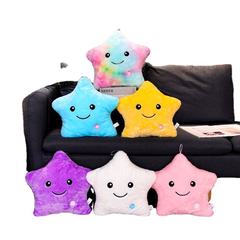 Manufacturer wholesale colorful luminous pillow cute five-pointed star luminous plush toy rag doll wholesale