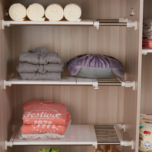 Bedroom Kitchen Cabinet Storage Layered Partition Retractable Nail-free Partition Shelf Household Finishing Cabinet Storage Shelf