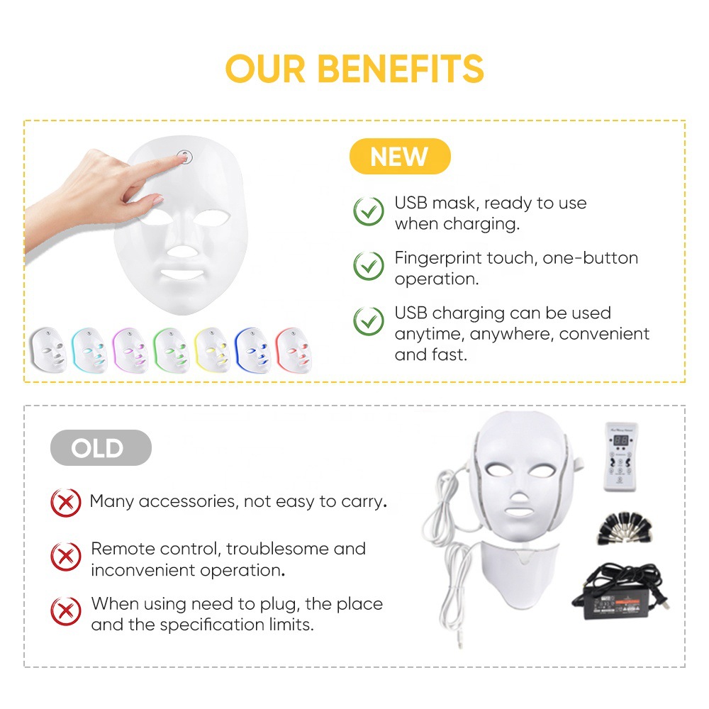 Cross-Border charging touch mask wireless seven-color light mask photon rejuvenation LED mask beauty instrument