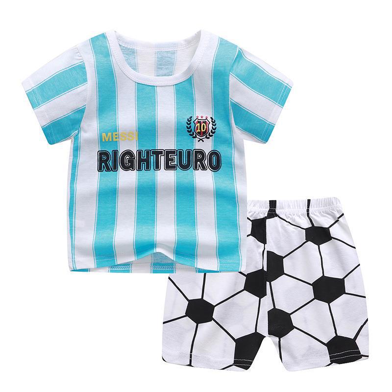 2023 new children's short sleeve T-shirt summer baby boys and girls baby short sleeve shorts set home wholesale