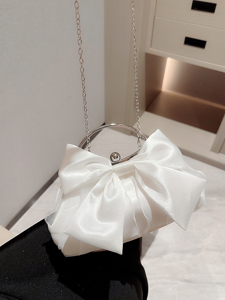Cross-border Hot Selling White Wedding Bag Banquet Handbag Fairy Bag Dinner Hand Bag High-grade Gift Bag Chain Bag