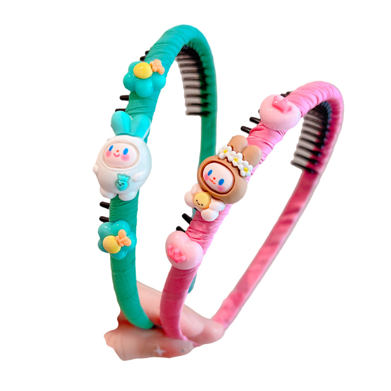 Children's Cartoon Toothed Headband Girls' Hair Finishing Artifact Cute No Harm Hair Pin Headwear Non-Slip Hair Pressure Headband