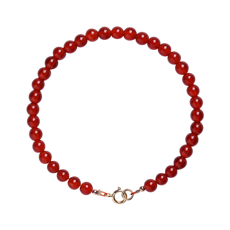 Natural Red Agate Bracelet Women's 4mm Very Thin 3mm Bracelet Antique Temperament This Year of Life is Tiger Gift Crystal