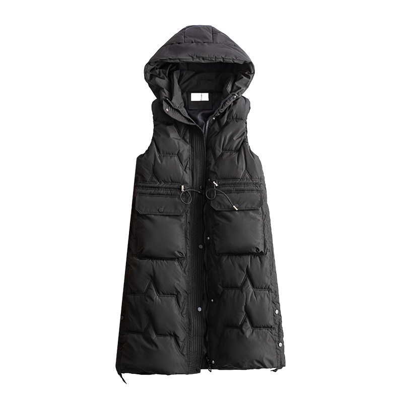 Down cotton vest women's waistcoat 2022 autumn and winter New Korean style outer wear long over the knee plus size vest vest outer