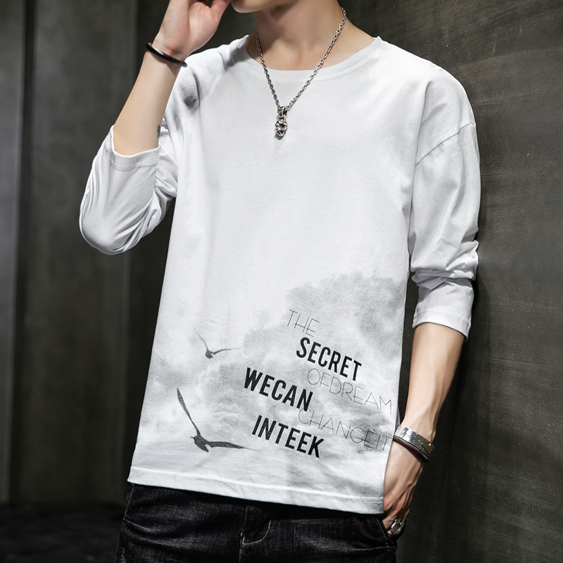 Cross-border a generation of long-sleeved T-shirt men's stall supply Tide brand ins loose clothes handsome printed jacket