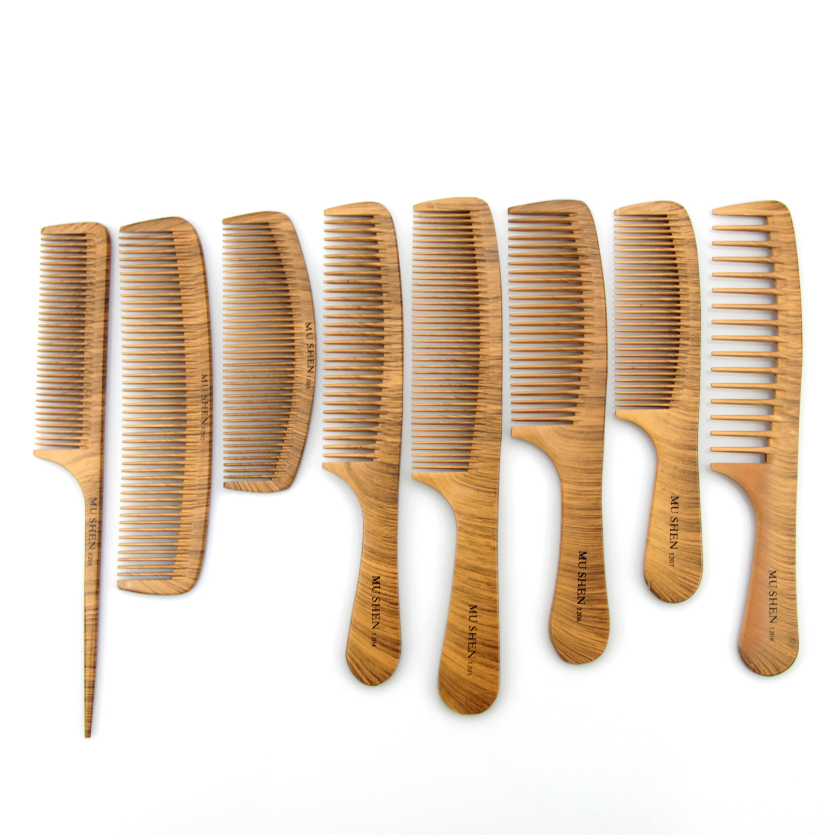Factory direct supply 5MM thick anti-static wood pear flower comb home portable comb wood comb long/short hair volume/straight hair